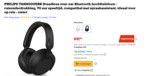 Philips TAH8000EBK/00 hoofdtelefoon/ voor €69,99 bij Bol