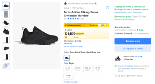 Tenis Adidas Terrex Anylander para hombre por $1,109 en Mercado Libre