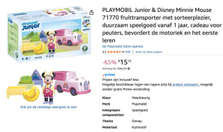 Playmobil® Junior 71770 Minnie Mouse's fruit sorteer wagenvoor €15,49 bij Amazon