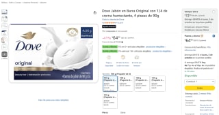 Dove Jabón en Barra Original (4x90g) por $65 en Amazon