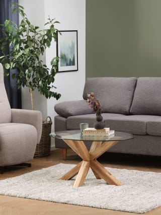 Mesa de centro AGERBY 60x100 cristal/roble natural por 90€ en JYSK