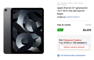 iPad Air 5ta Gen 10.9" 256GB M1 por $ | Oferta Elektra