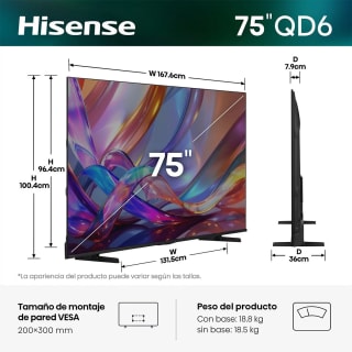Hisense Pantalla 75" HI-QLED 4K Fire TV 75QD6SFM a $10,999 en Costco