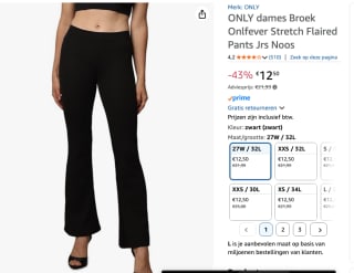 ONLY Flared Broek 'ONLFever' voor €12,50 bij Amazon