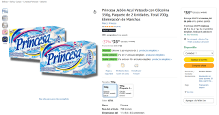 Jabón Princesa Azul Veteado 700g por $25 | Amazon