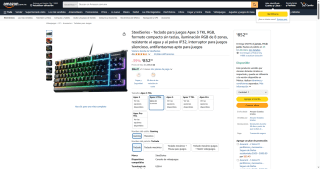 Teclado SteelSeries Gamer Apex 3 TKL RGB por $852 | Descuento Amazon