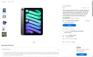 iPad Mini A17 8.3" 128GB por $7,904 | Walmart (Banamex)
