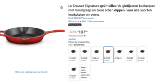 Le Creuset Signature gietijzeren koekenpan voor €107,99