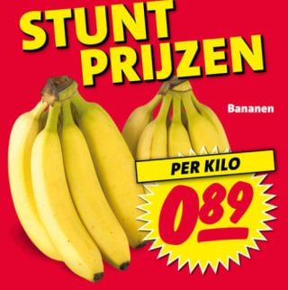1 Kilo bananen voor €0,89 bij de Nettorama