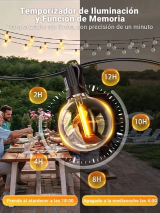 Guirnalda de luces exterior ROSCOO 30M por $490 en Amazon