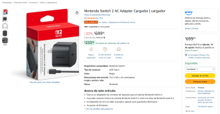 Nintendo Switch 2 AC Adapter Cargador por $630 en Amazon