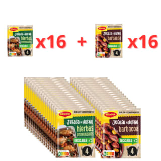 16 bolsas para Horno con seleción de hierbas y 16 selección Barbacoa Maggi por 10.99€