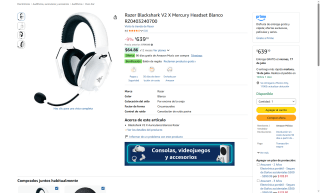 Auriculares Razer Blackshark V2 X Blanco por $639 | Oferta Amazon
