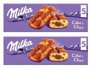 2 Unidades de Bizcocho relleno con chocolate cake & choc Milka caja 175 g por 3.59€