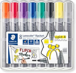 STAEDTLER Lumocolor 356 rotuladores flipchart (8 colores, 2,0 mm) por 7€ en Amazon