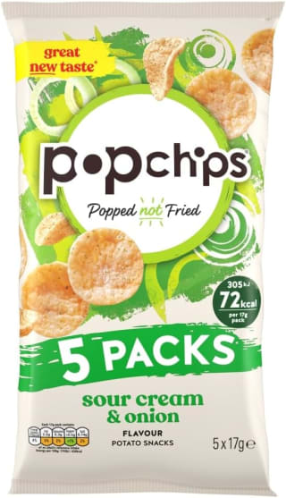 Popchips Sour Cream & Onion 17g (Pack of 5) for £0.90 at Amazon