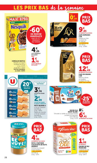 L'OR café en grains 1 kg à 12,49€ chez Magasins U
