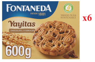 6 Paquetes de Galletas de chocolate y 5 cereales Yayitas Fontaneda 600g por 15.02€