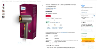Philips Secadora de Cabello con Tecnología ThermoProtect por $799 en Amazon