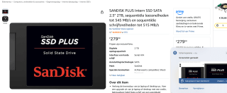 SANDISK PLUS Intern SSD voor €279,90
