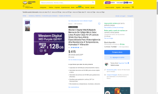Tarjeta Micro SD Western Digital 128GB por $415 | Mercado Libre
