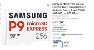 Samsung P9 Express MicroSD-kaart, compatibel met Nintendo Switch 2 met 256 GB €42,99