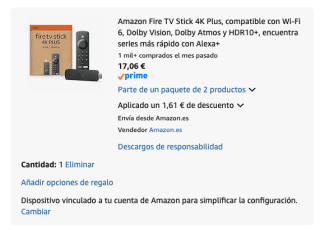 Amazon Fire TV Stick 4K Plus por 17.06€ (devolviendo producto)