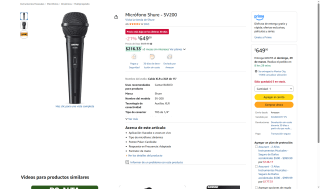 Shure SV200 Micrófono Dinámico Cardioide por $649 | Amazon