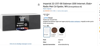IMPERIAL DABMAN i200 CD - Hybride Radio - DAB+ FM voor €112,87 bij Amazon