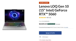 Lenovo LOQ Gen 10 (15" Intel) RTX 5060 512GB 24GB por $22,651