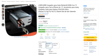 LISEN 69W Cargador para Auto Retráctil por $219 en Amazon