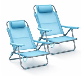 Pack de 2 Sillas de Playa Reclinables Plegables con Reposacabezas por 37.99€