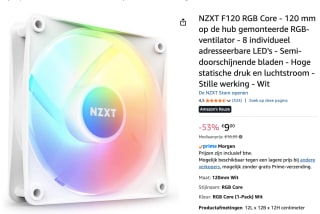 NZXT F120 RGB CORE - Ventilatorhuis voor €9 bij Amazon