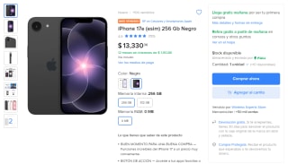 iPhone 17e (eSIM) 256GB por $11,009 en Mercado Libre