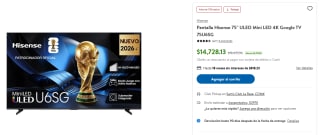 Smart TV Hisense 75" ULED Mini LED 4K por $13,302 | Sam's Club