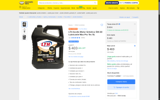 LTH Aceite Motor 5W-30 5L por $469 | Mercado Libre