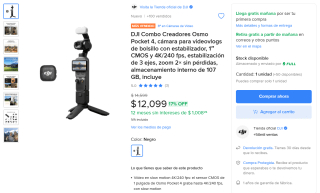 Cámara DJI Osmo Pocket 4 107GB por $12,099 | Oferta Mercado Libre