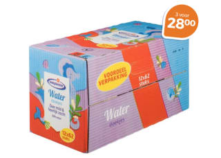3 Stuks Trekpleister Waterdoekjes 12 x 62 stuks voor €28 bij Trekpleister