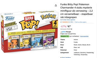 Pokémon Funko Bitty Pop! 4-Pack: Charmander / Jolteon / Lapras / Rattata voor €4,98