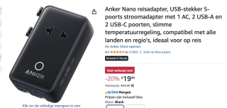 Anker Nano reisadapter, USB-stekker 5-poorts voor €19,99 bij Amazon