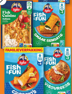 1+1 gratis op Iglo Fish & Fun en Fish Cuisine bij Albert Heijn