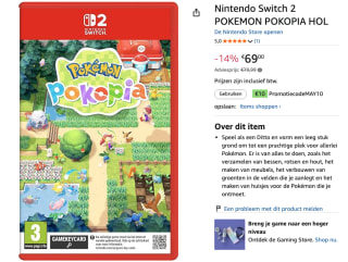 Pokémon Pokopia - Nintendo Switch 2 voor €59 dmv code bij Amazon