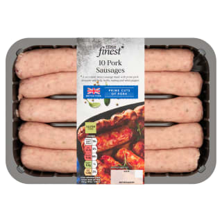 Tesco Finest 10 Traditional Pork Sausages 667G for £2 at Tesco