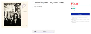 Doble Vida Soda Stereo CD por $135 | Mixup