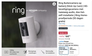 Ring Stick Up Cam Battery 2023 EU Wit voor €44,99 bij Amazon