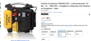STANLEY Luchtcompressor - DN200/10/5 - Airboss voor €81,61 bij Amazon
