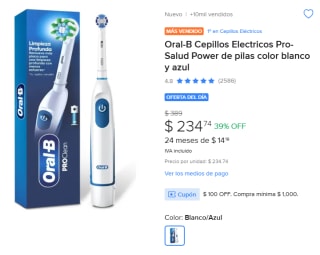 Cepillo Oral-B Pro-Salud Power en $234 | Oferta Mercado Libre