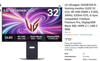 LG UltraGear OLED 32GX870A-B Zwart voor €715,71 bij Amazon