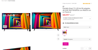 LG 98UT9050PSA 98" 4K por $19,541 | Oferta Liverpool