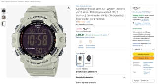 Reloj Casio Illuminator Serie AE1500WH por $625 en Amazon